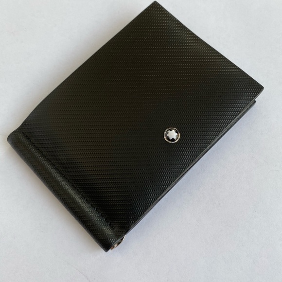 MontBlanc Wallet Black Leather With Money Clip - Picture 4 of 5